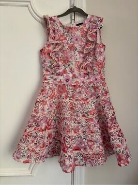 Bardot Pink & Coral Floral Ruffle Party Dress